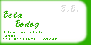 bela bodog business card